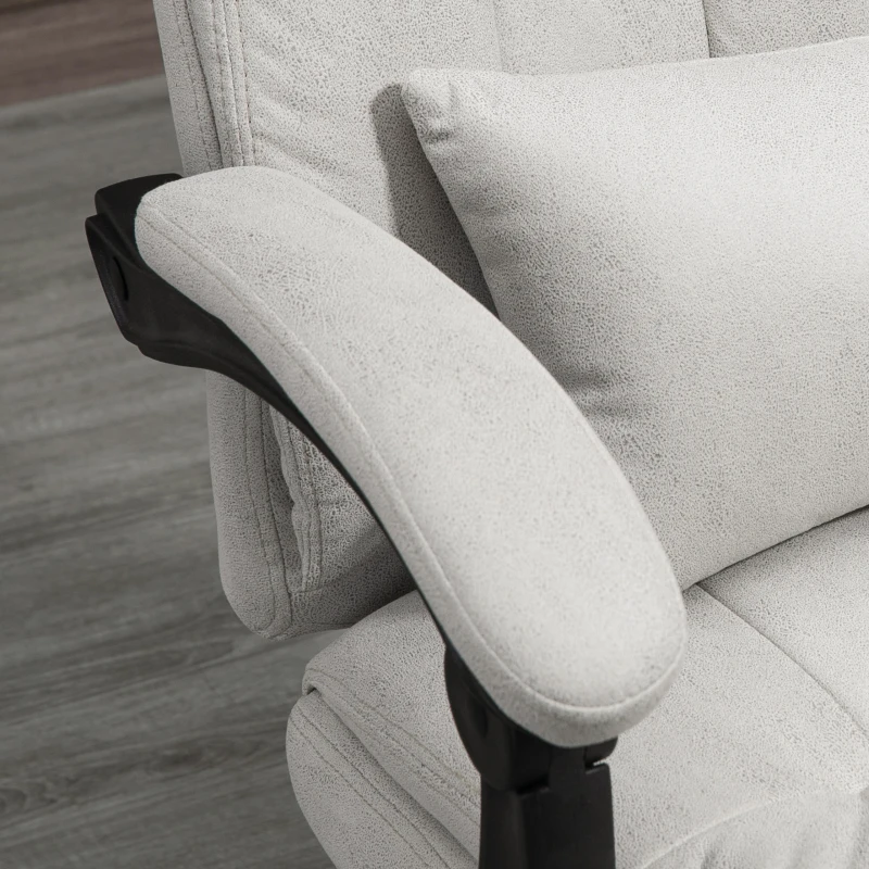 Vinsetto High Back Office Chair, Microfibre Computer Desk Chair with Lumbar Support Pillow, Foot Rest, Reclining Back, Arm, Light Grey