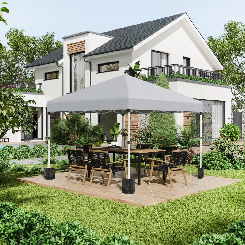 Outsunny 10' x 10' Pop Up Canopy with Sidewalls, Roller Bag, Height Adjustable Instant Tent for Outdoor Garden Patio, Light Grey