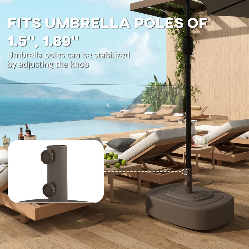 Outsunny Patio Umbrella Base Outdoor Umbrella Stand with Wheels for 1.5"/1.9" Umbrella Poles