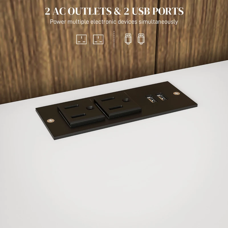 HOMCOM TV Stand Cabinet for 50-Inch, TV Table with Charging Station, Television Stand with Open Shelves, Door and Cable Holes