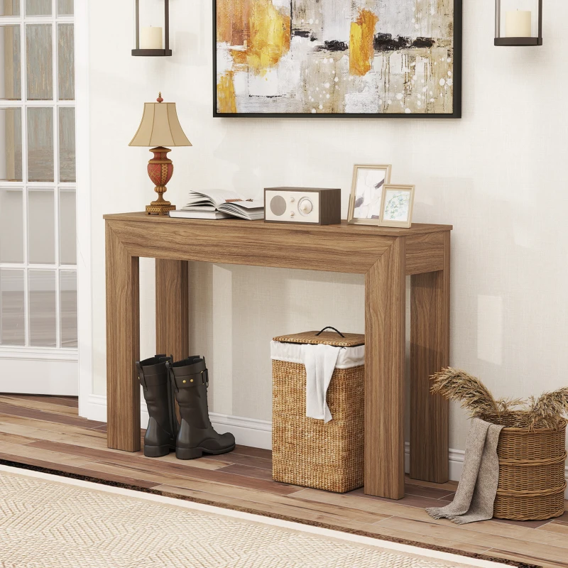 HOMCOM Modern Console Table, 47" Narrow Entryway Table, Walnut