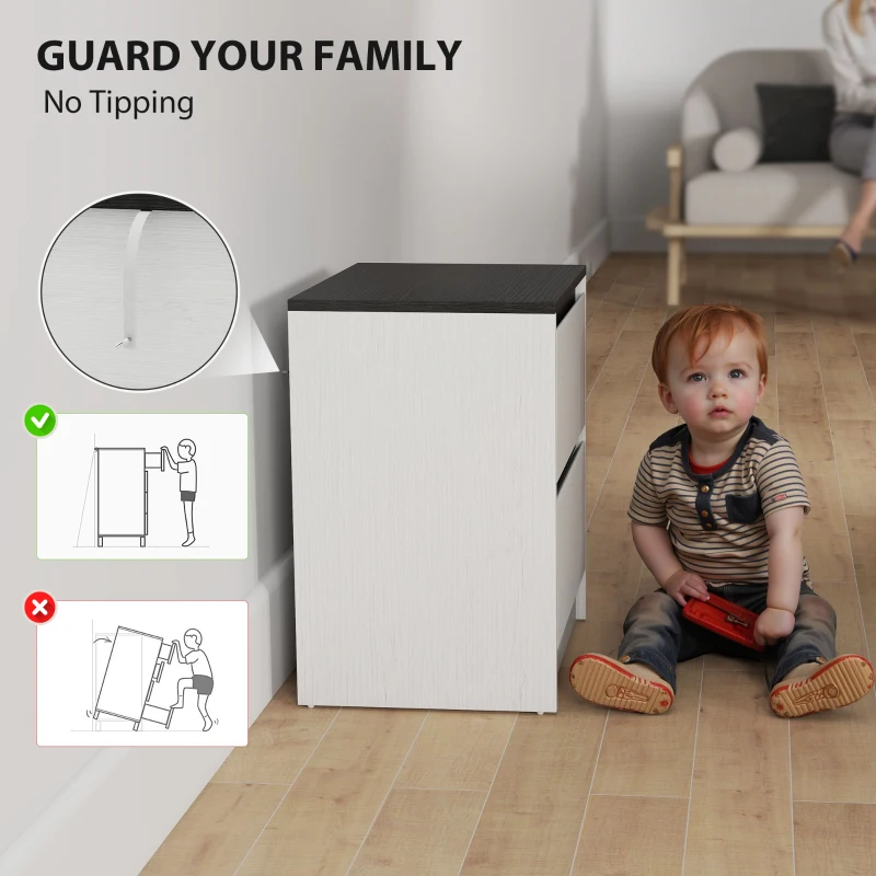 HOMCOM Nightstands Set of 2, Modern Bedside Tables with 2 Drawers, End Side Tables for Bedroom, White