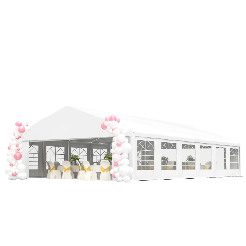 Outsunny 23' x 39' Large Outdoor Carport Canopy Party Tent with Removable Protective Sidewalls & Windows, White