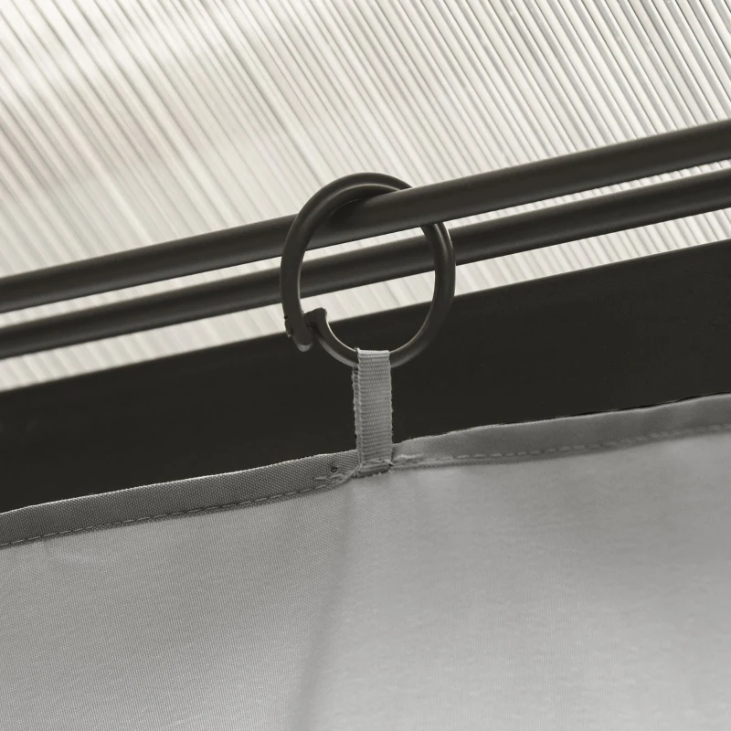 Outsunny Gazebo Curtains, 10' x 10' Universal Replacement Privacy Curtain, 4-Panels Sidewall with Hooks/C-Rings, Light Grey