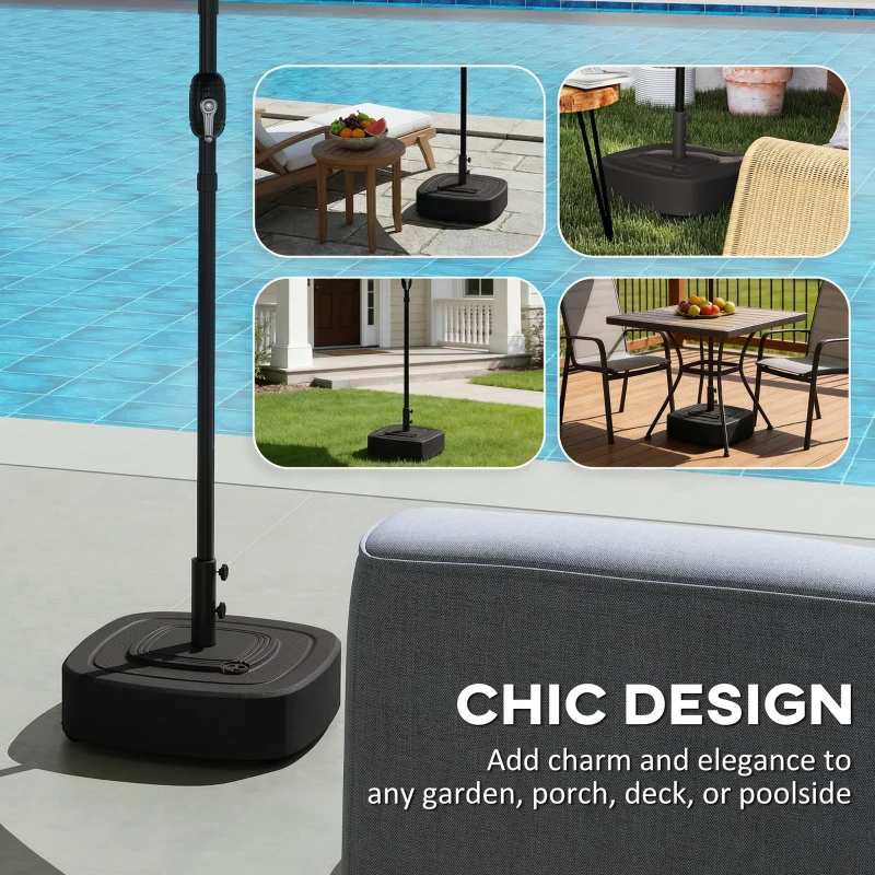 Outsunny Patio Umbrella Base Outdoor Umbrella Stand with Wheels for 1.5"/1.9" Umbrella Poles