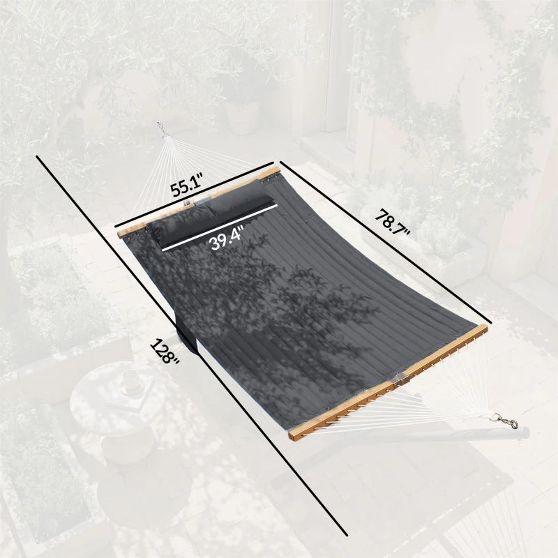 Outsunny Outdoor Hammock 2-Person, with Pillow & Pad, 440 lbs Capacity, Gray