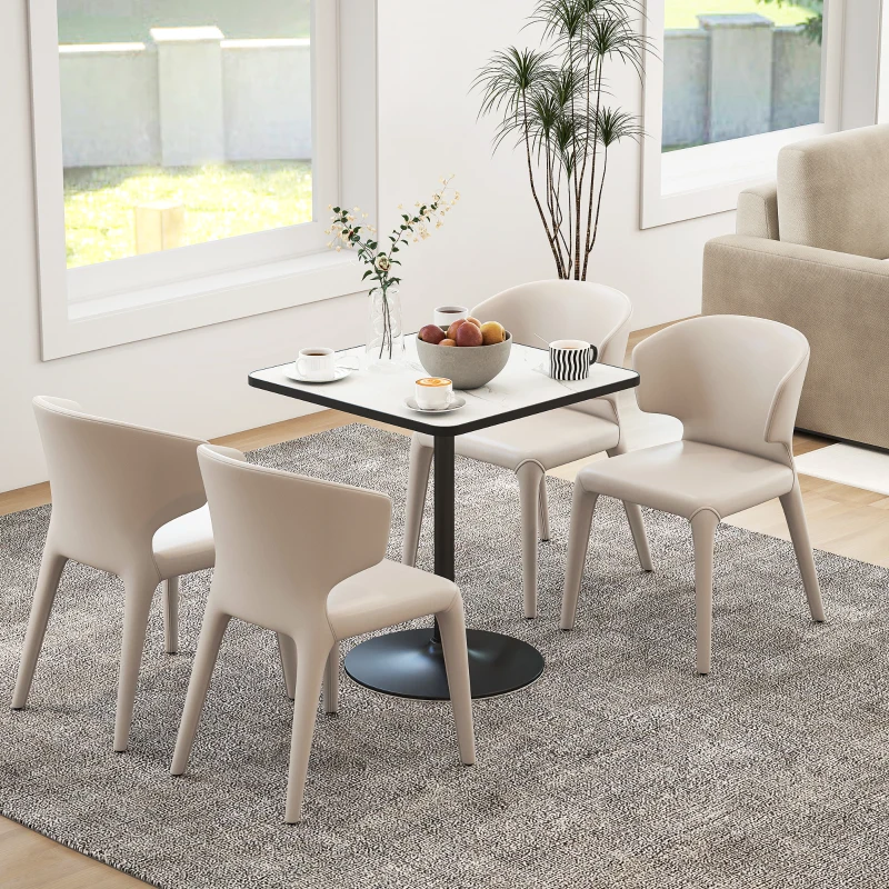 HOMCOM Dining Table for 4, Modern Kitchen Table with Marble Effect Tabletop and Round Base, White