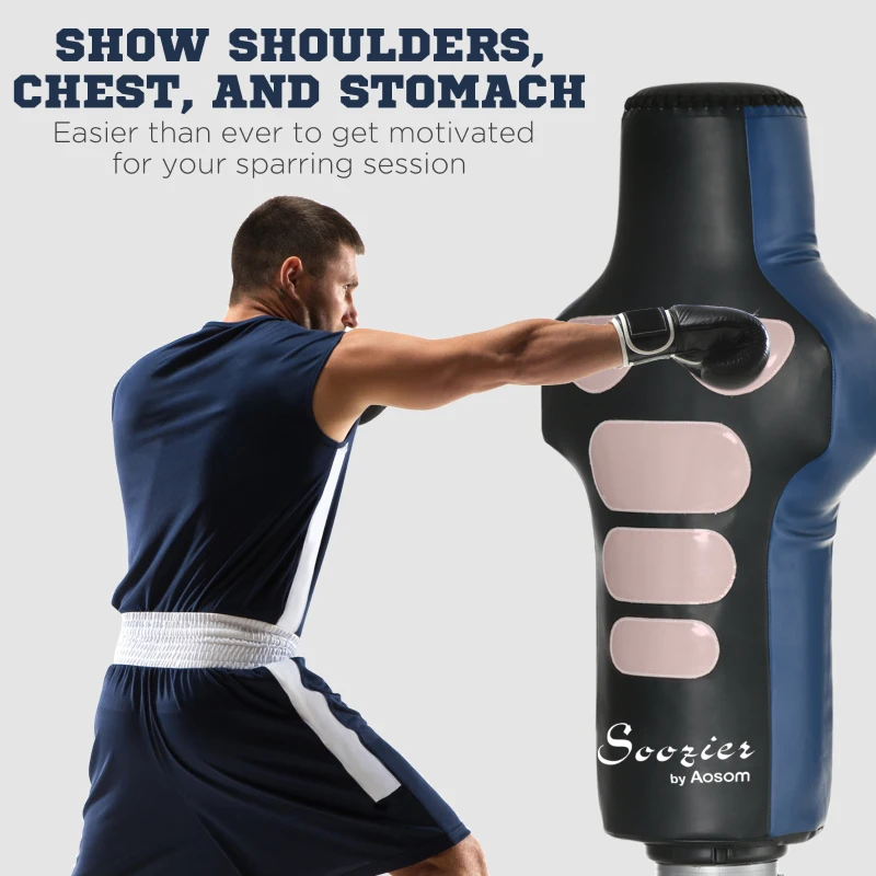 Soozier Free Standing Punching Bag, Height Adjustable Boxing Bag with Fillable Base, Pu-Wrapped for Youths Adults Fitness Training, Home Gym Use, Multi-colour