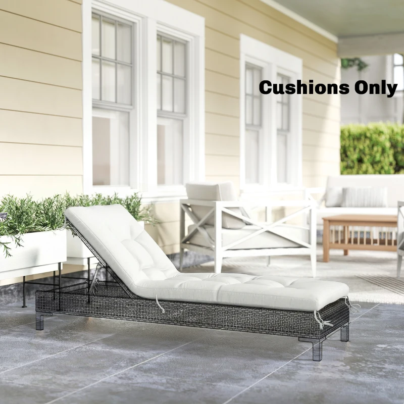 Outsunny Patio Lounge Chair Cushion, UV50+ Chaise Lounge Chair Cushion with Securing Straps for Patio, 78 x 25.6 inch, Cream White