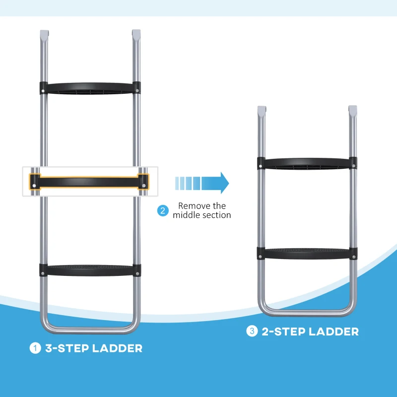 Soozier Trampoline Ladder Steel, 2/3 Steps Outdoor Trampoline Accessories, 38 Inch Length