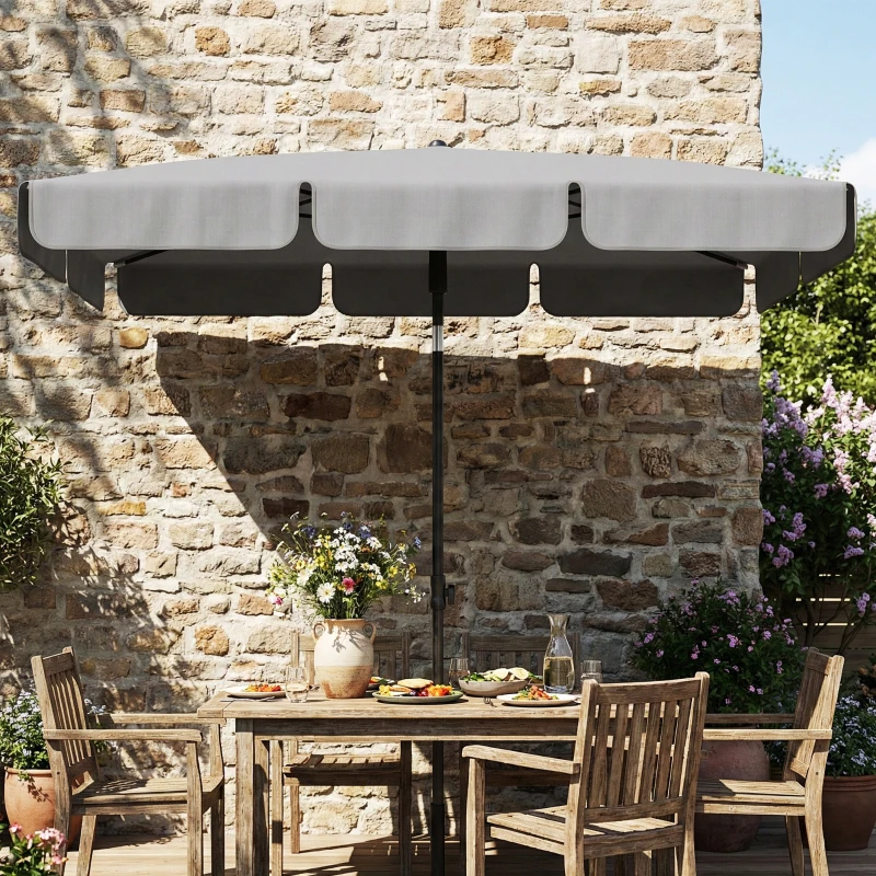 Outsunny 6' x 4' Patio Umbrella with Tilt, Rectangular Outdoor Umbrella for Garden, Grey