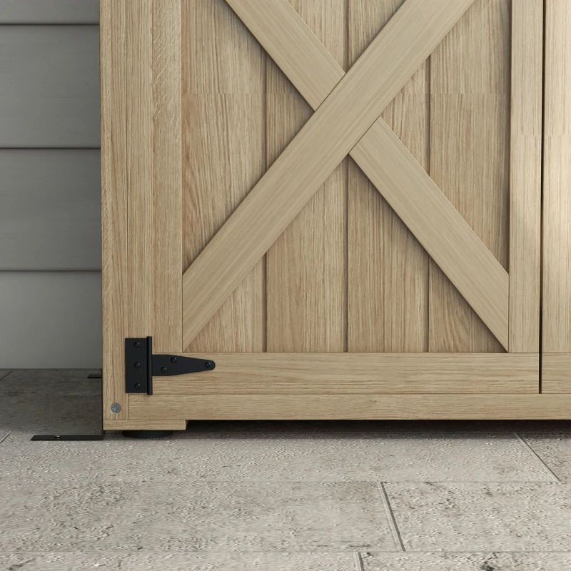 Outsunny Wooden Outdoor Storage Cabinet Garden Shed with Waterproof Asphalt Roof and Lockable Doors, Natural