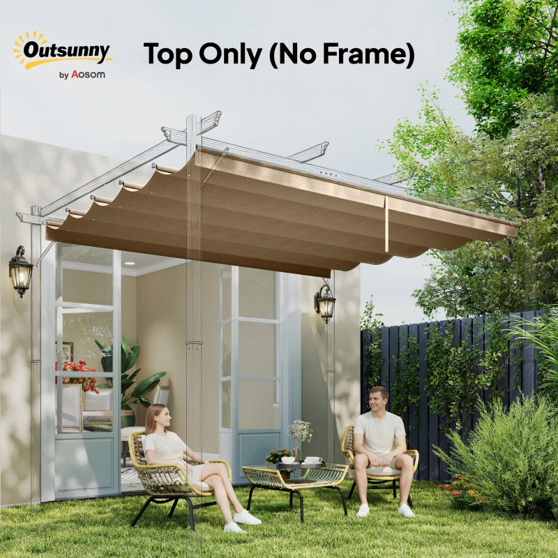 Outsunny 8.2' x 8.4' Retractable Pergola Canopy Replacement for 10' x 10' Frame, Pergola Cover Replacement (Cover Top Only), Tan