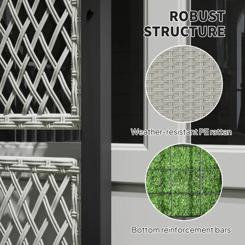 Outsunny Wicker Outdoor Planter with Trellis, 58" Standing Garden Bed with Liner, Drainage Holes for Climbing Plants, Mixed Grey