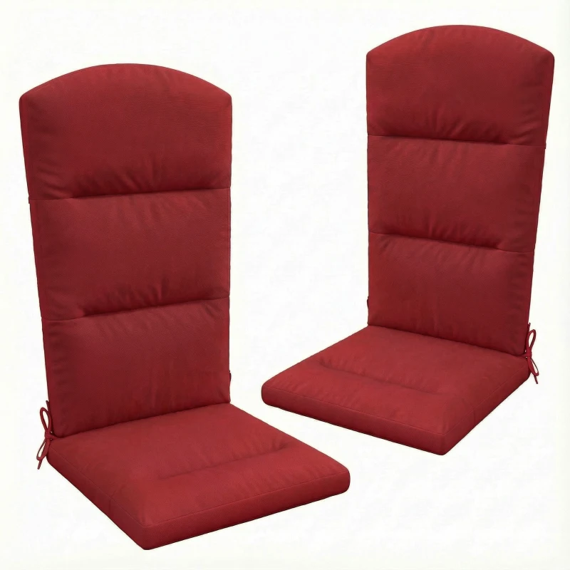 Outsunny Patio Chair Cushion for Adirondack Chairs Replacement Cushion with Back and Ties, Wine Red