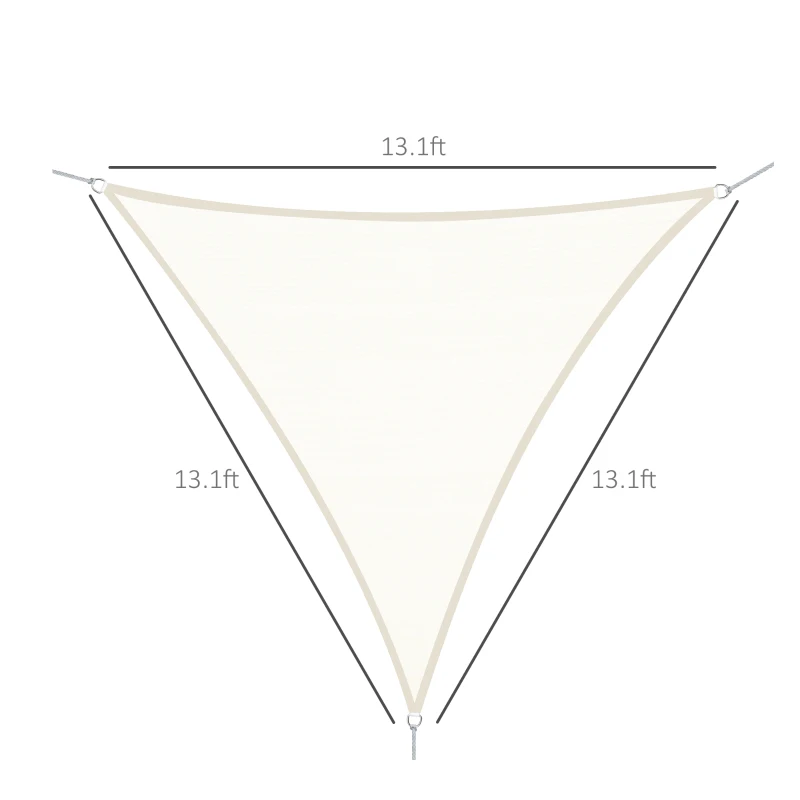 Outsunny Triangle 13x13x13ft Sun Sail Shade Garden UV Block Sunshade Outdoor Canopy Patio Lawn Shelter Cream White