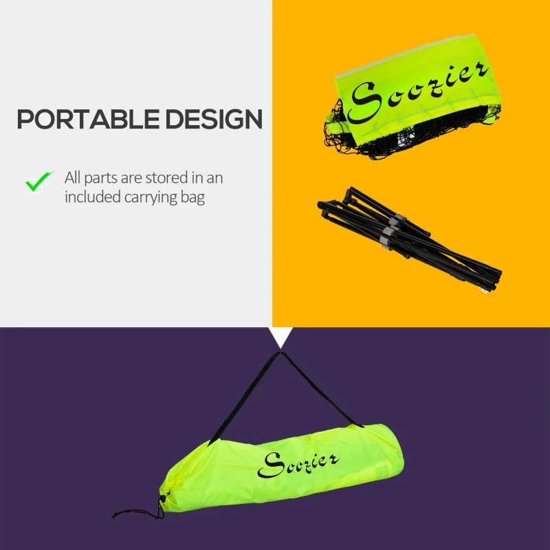 Soozier 14ft Badminton Net, Height Adjustable Outdoor Sports Net with Carry Bag, for Tennis, Pickleball and Volleyball, Yellow