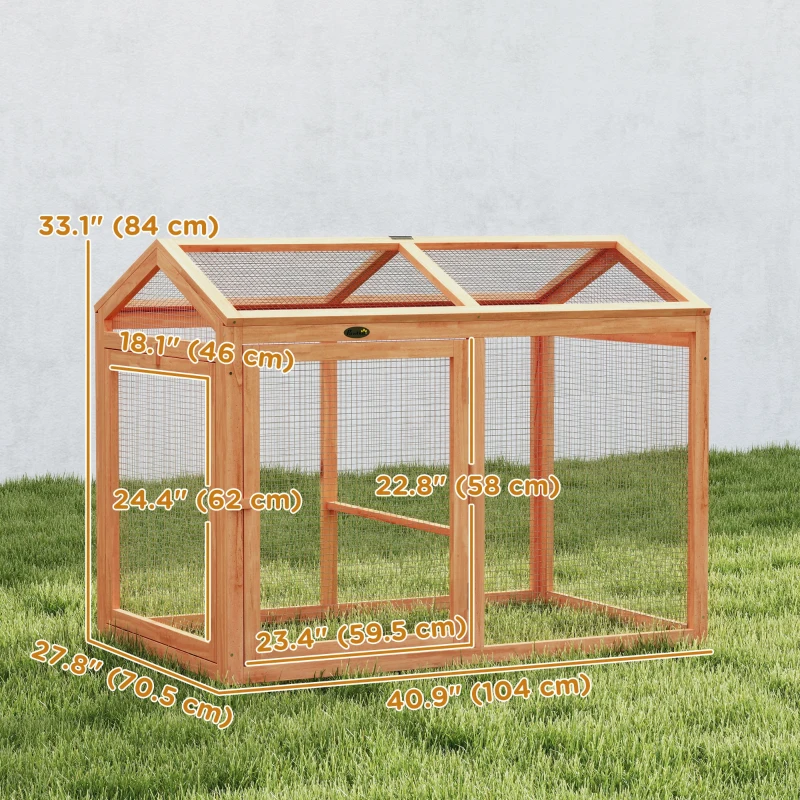PawHut Wooden Chicken Run, Outdoor Chicken Coop with Perch and Dual Doors, Combinable Hen House Rabbit Hutch for Backyard