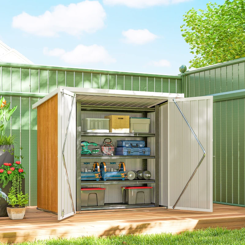Outsunny 5' x 3' Metal Garden Storage Shed, Tool House with Double Doors for Backyard, Patio, Lawn