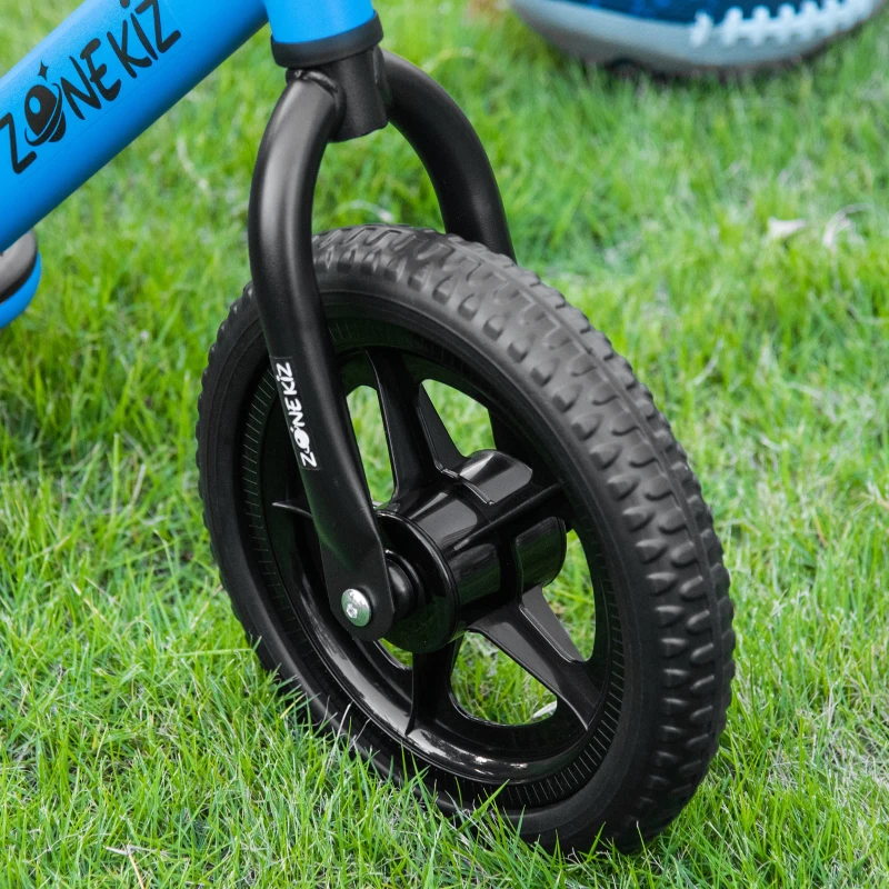 Qaba 12" Kids Balance Bike No Pedal Bicycle Adjustable Seat and Handlebar Training Toddler Bike 3 - 5 Years Blue