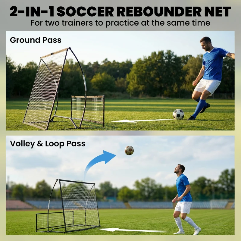 Soozier 2-in-1 Portable Soccer Rebounder Net, Dual-Sided and Foldable Bounce Back Net with Carry Bag for Soccer Baseball