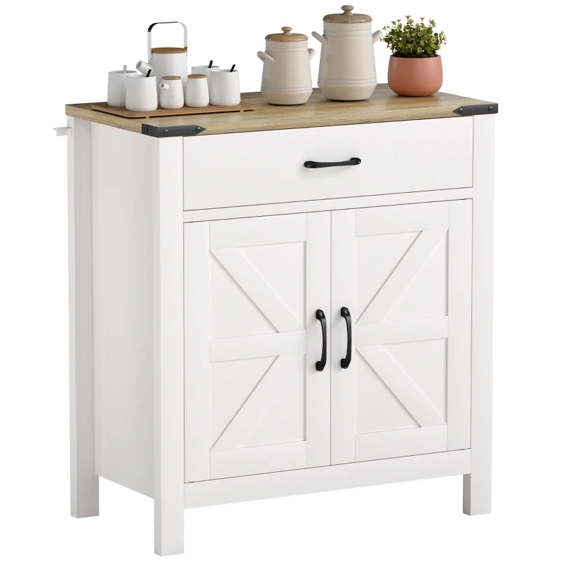 HOMCOM Sideboard Buffet Cabinet, Farmhouse Kitchen Storage Cabinet w/ Drawer and Shelf for Living Room, Entryway