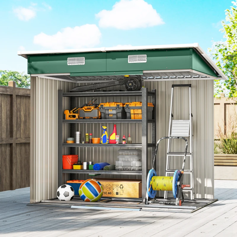 Outsunny 7'x 4' Metal Patio Storage Shed Garden Lockable Shed Tool Utility Storage Unit, Green