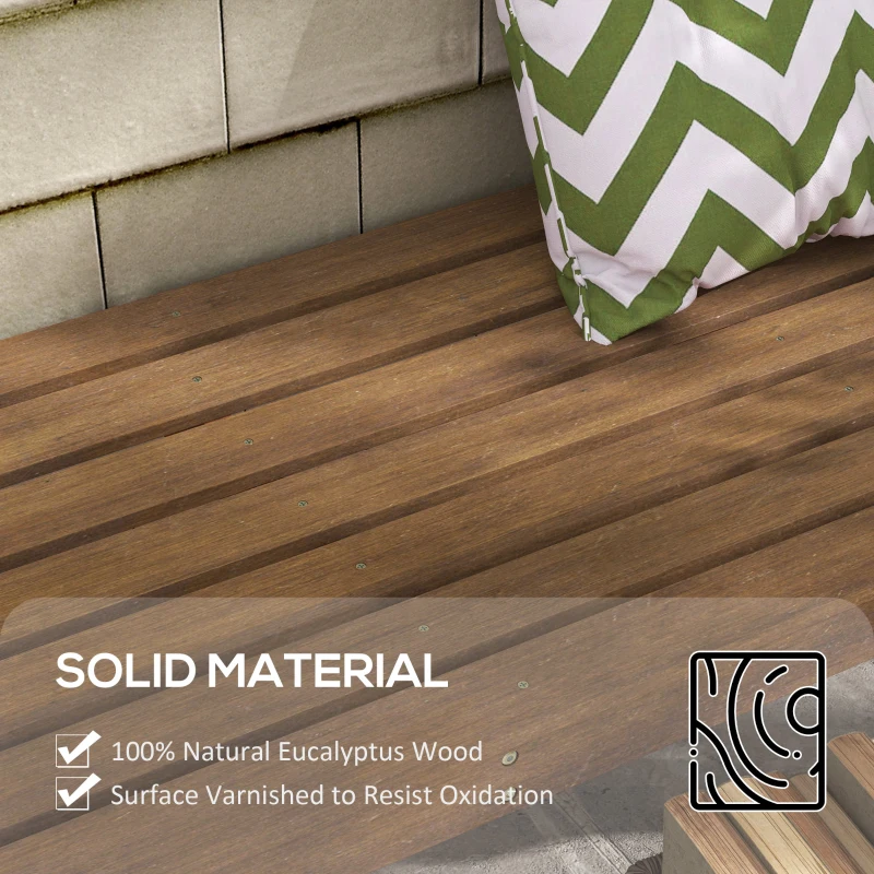 Outsunny Wooden Garden Bench, Patio Double Park Bench with Slatted Seat, Front Porch Backless Bench, Teak