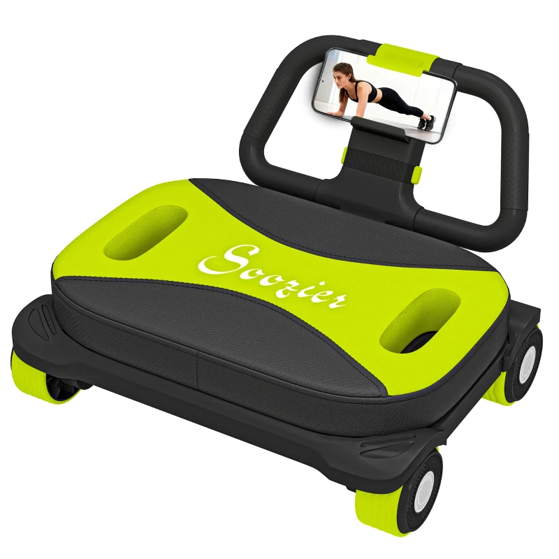 Soozier Ab Wheel Roller, Automatic Rebound Abdominal Wheel, Core Training Equipment with Phone Holder and Foldable Handle
