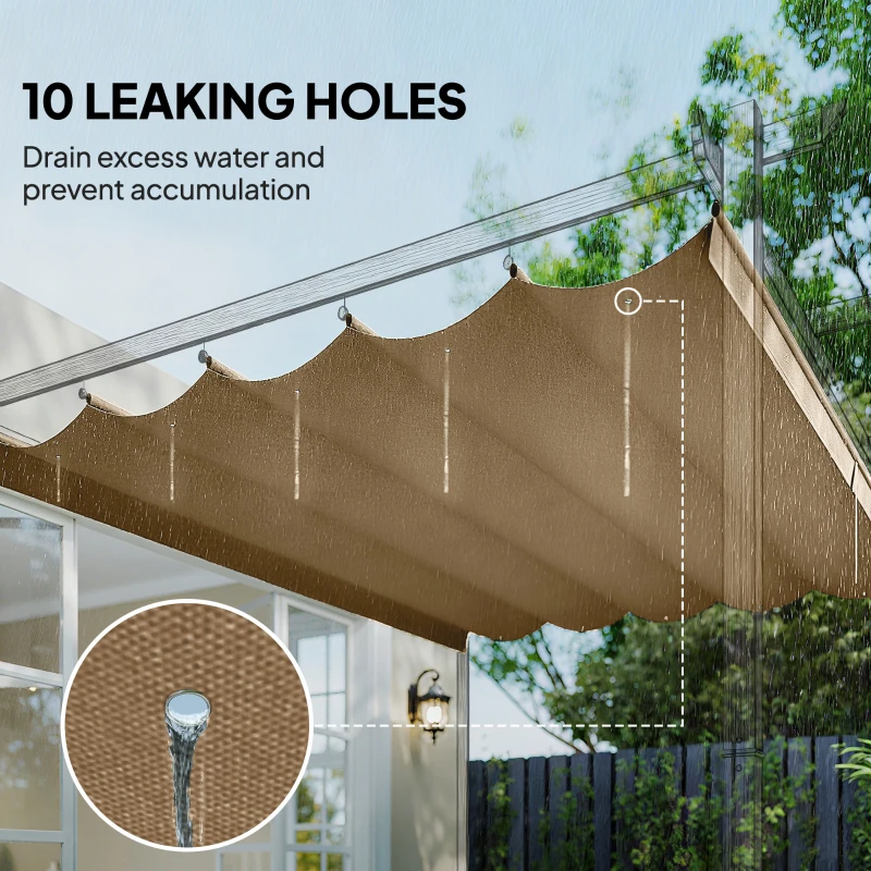 Outsunny 8.2' x 8.4' Retractable Pergola Canopy Replacement for 10' x 10' Frame, Pergola Cover Replacement (Cover Top Only), Tan