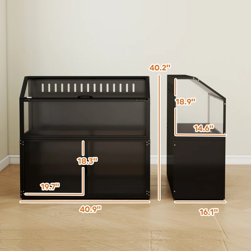 PawHut Hamster Cage with Storage Cabinet, Small Animal Cage with Easy View Acrylic Panels and Openable Top, Guinea Pig Habitat