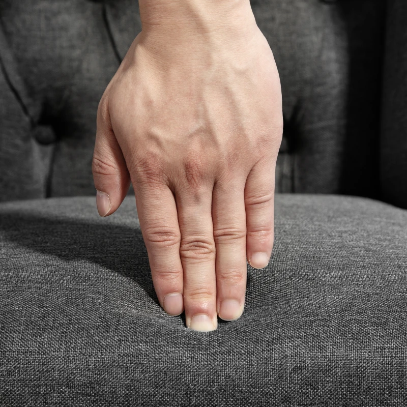 HOMCOM Counter Height Bar Stools Set of 2, Upholstered Bar Chairs with Nailhead Backrest and Footrest, Charcoal Grey