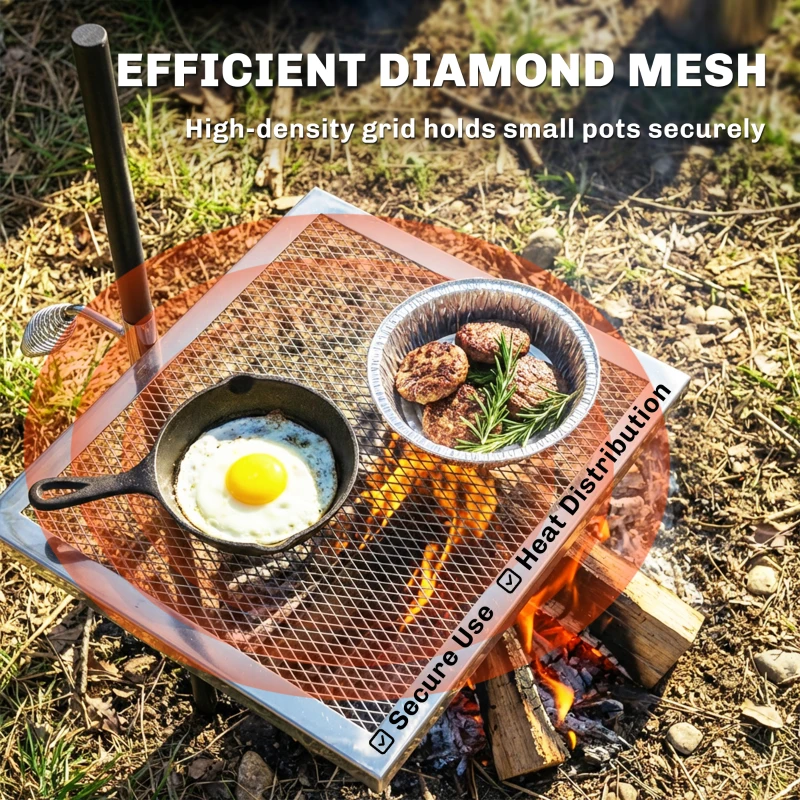 Outsunny Swivel Campfire Grill, 360° Adjustable Heavy Duty Chrome-Plated Steel Campfire Cooking Grate, Silver