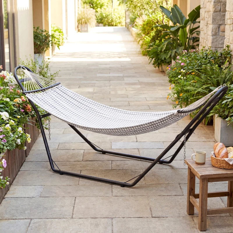 Outsunny Hammock Stand with Adjustable Height Steel Frame for 0.8" -1.2" Person 109.4" Black