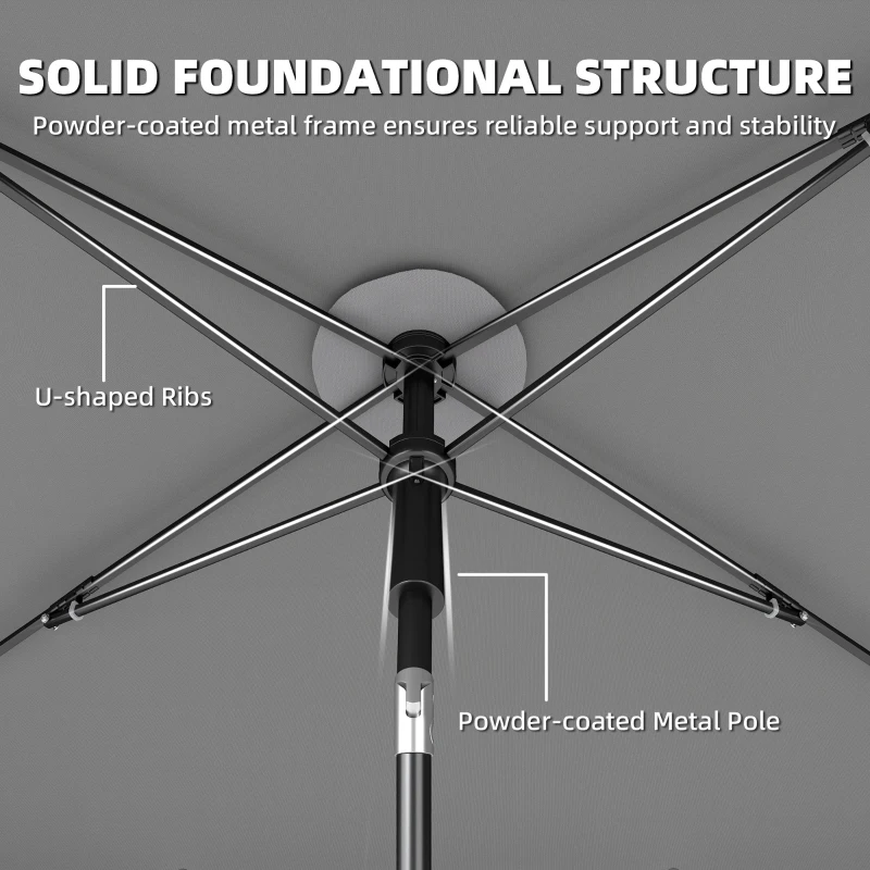 Outsunny 6' x 4' Patio Umbrella with Tilt, Rectangular Outdoor Umbrella for Garden, Grey