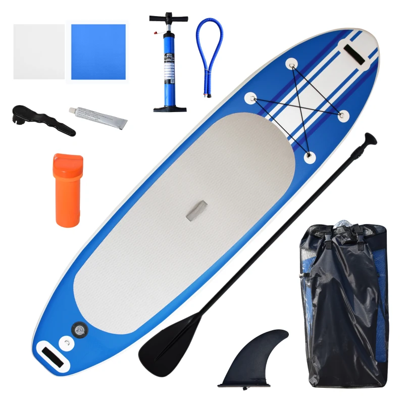 Soozier Inflatable Paddle Board, 120'' x 30" x 6" Stand Up Paddle Board Lightweight & Foldable w/ ISUP Accessories & Carry Bag, Aluminum Paddle, Fix Accessories Set, Air Pump, Leash