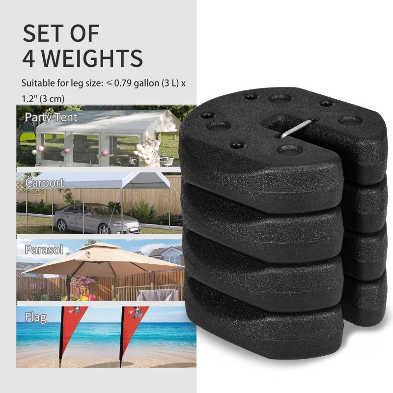 Outsunny Tent Weights Set of 4, Total 26 LBS Weights for Canopy Gazebo Legs with Reinforced Pins and Carry Belt