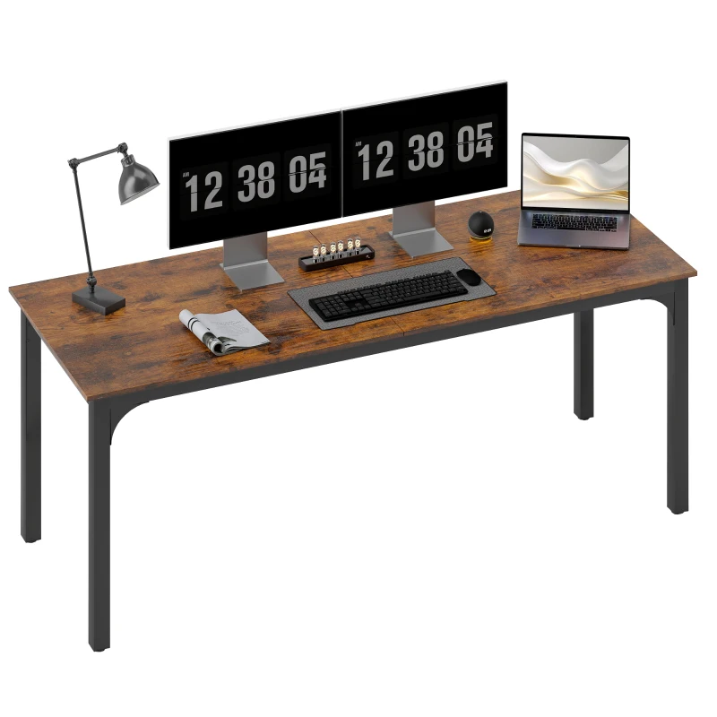 HOMCOM 79" Computer Desk, Desktop Desk with Metal Legs, Rustic Brown