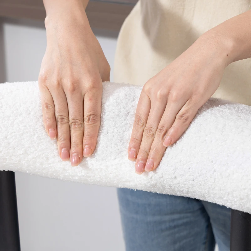 HOMCOM Bar Stools Set of 2, Sherpa Upholstered Barstools with Backrest, Bar Height Stools with Footrest for Kitchen Island