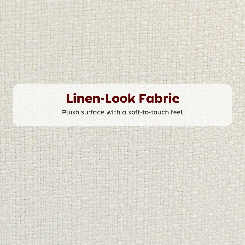 HOMCOM Set of 2 Counter Height Barstools, Upholstered Linen Bar Stools with Backrest, Footrest and Steel Legs, Cream White