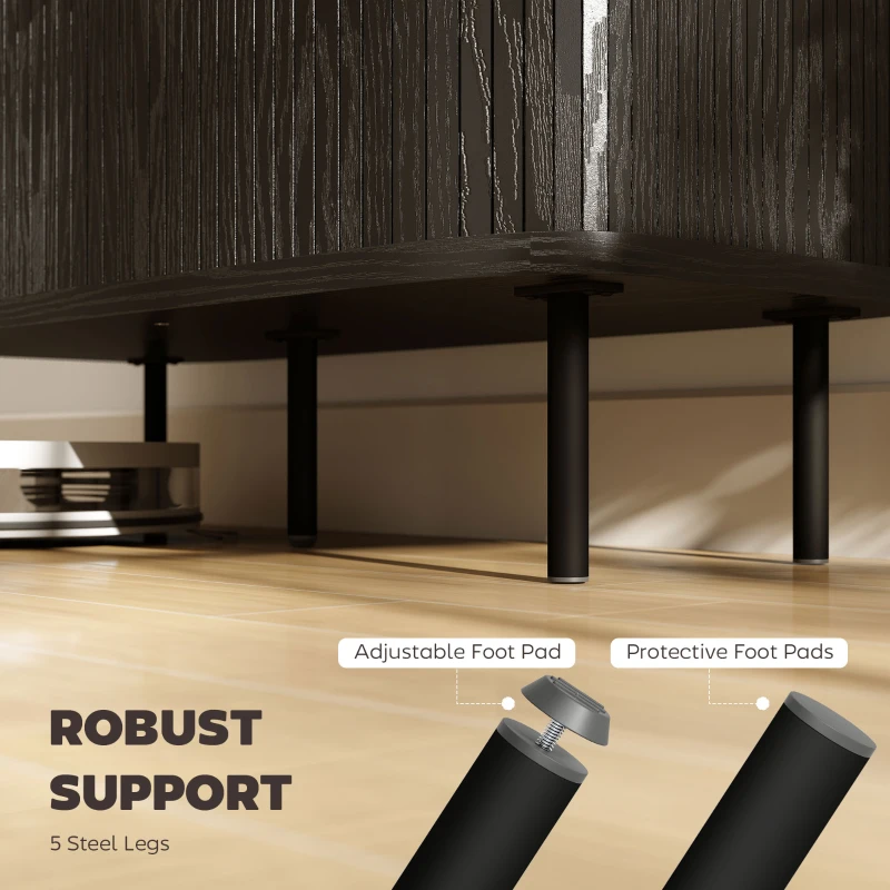 HOMCOM 35.4" Sideboard Buffet Cabinet with Storage, Nordic Coffee Bar Cabinet with Slatted Tambour Doors and Metal Legs, Black