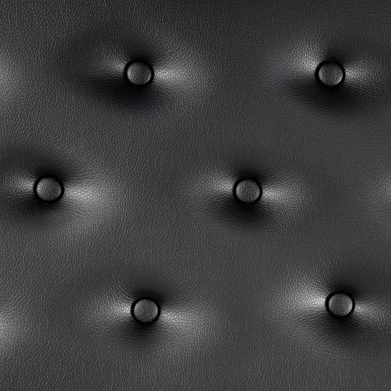 HOMCOM Adjustable Height Piano Bench Stool, PU Leather Button Tufted Padded Keyboard Seat with Rubber Wood Legs, Black