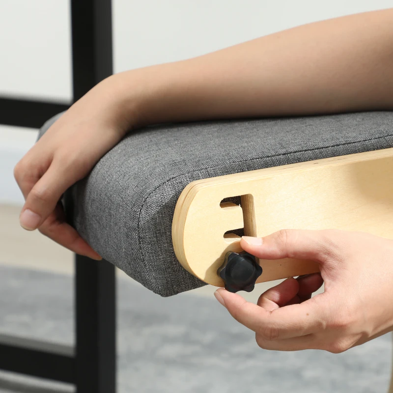 HOMCOM Ergonomic Kneeling Chair, Adjustable Rocking Wood Kneeling Stool, Desk Chair, Improve Posture, Grey