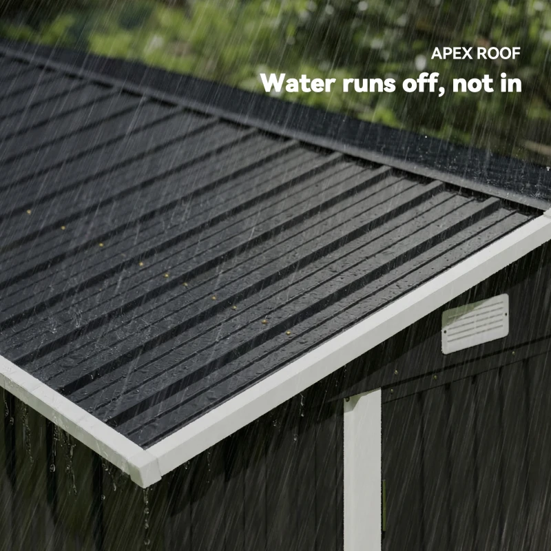 Outsunny 10' x 10' Metal Shed, Heavy Duty Outdoor Storage Shed with 4 Vents and Lockable Double Doors, Dark Grey