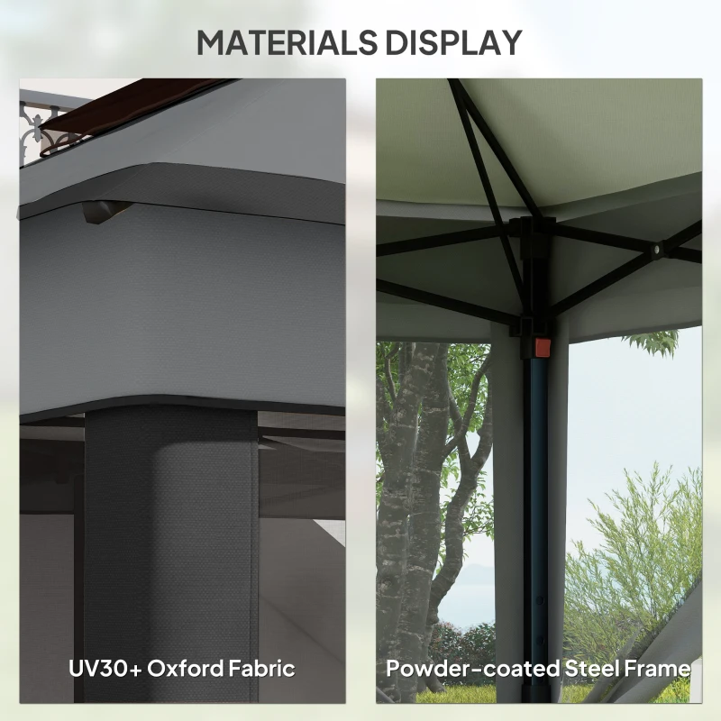 Outsunny 10.7 x 10.7ft Pop Up Gazebo, Adjustable Instant Sun Shelter with UV30+ Roof Cover, Removable Mesh Curtains, Dark Grey