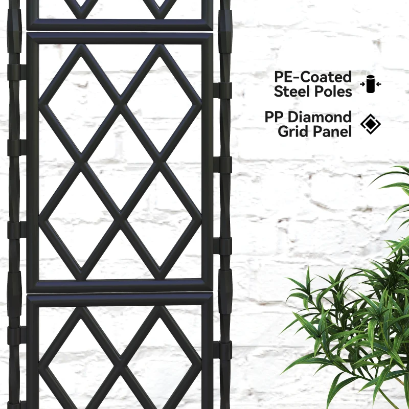 Outsunny Foldable Garden Trellis, 33.5 x 77.6 Inch Lattice Climbing Support Trellis for Garden, DIY Assembly, Black