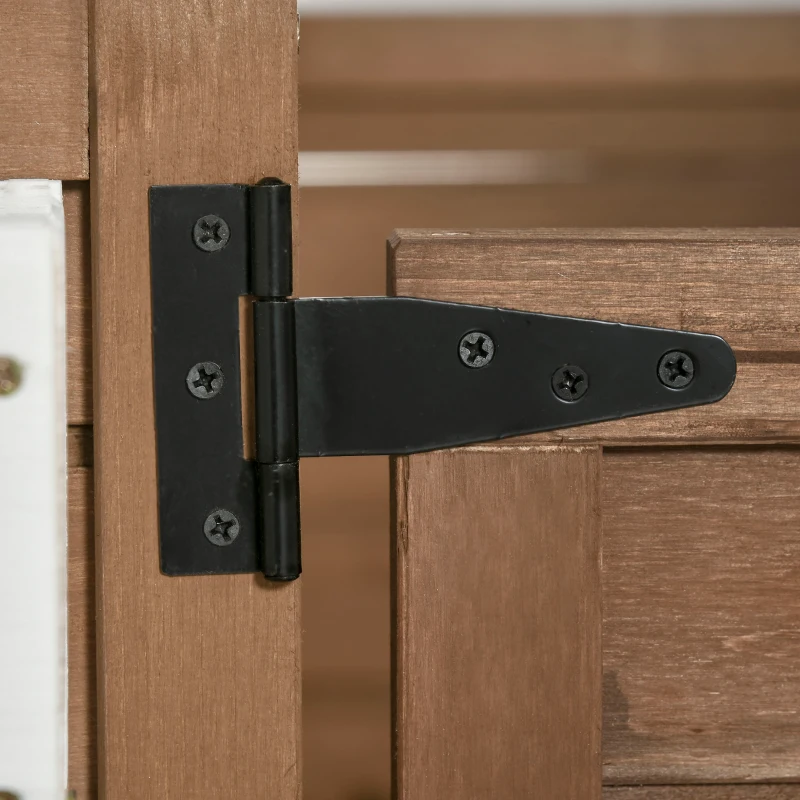 Outsunny Kids Wooden Playhouse, Outdoor Garden Games Cottage with Flowers Pot Holder, Working Door, Windows, Brown