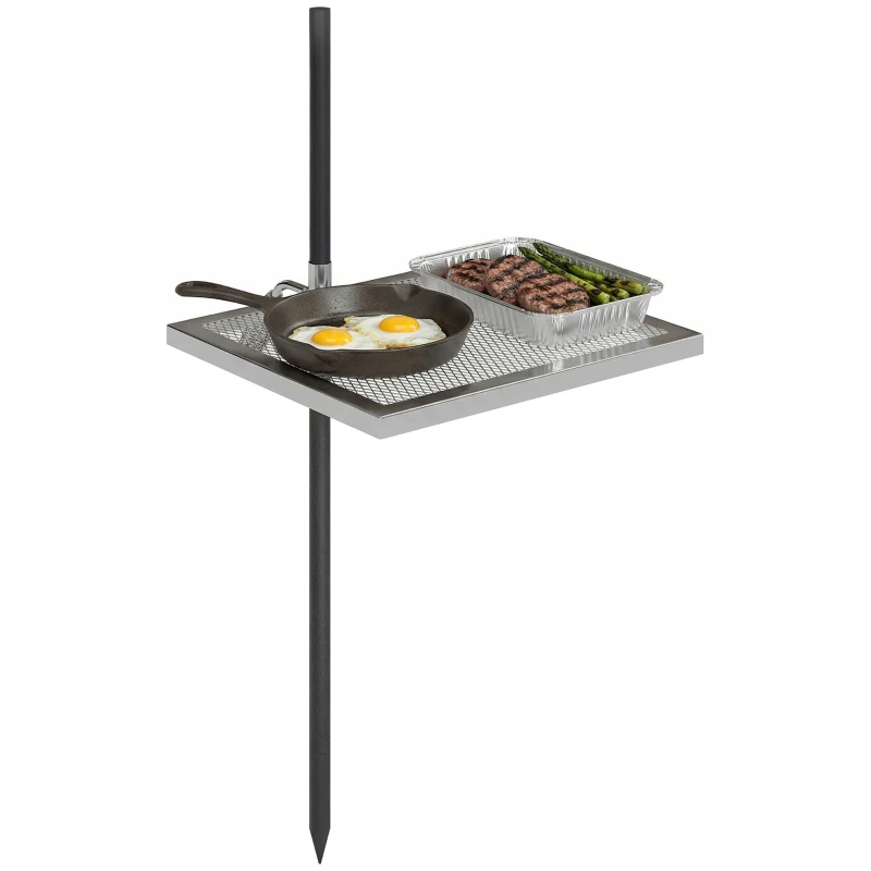 Outsunny Swivel Campfire Grill, 360° Adjustable Heavy Duty Chrome-Plated Steel Campfire Cooking Grate, Silver