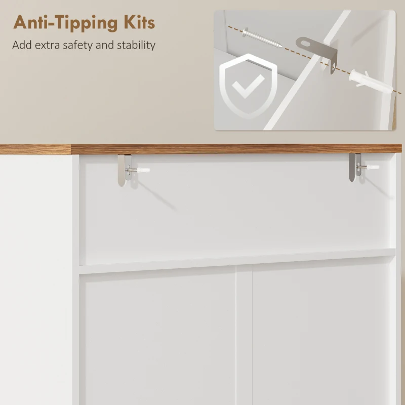 HOMCOM Shoe Storage Cabinet with 2 Flip Drawers, Farmhouse Narrow Shoe Cabinet, Holds Up to 16 Pairs, White