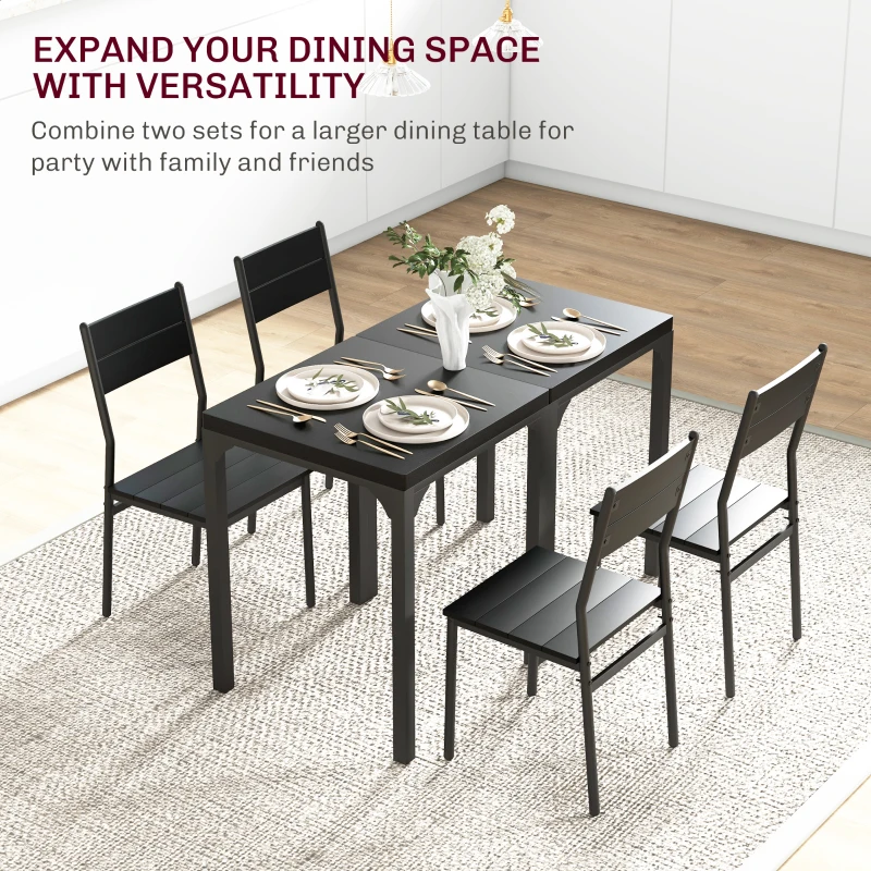 HOMCOM Dining Table Set for 2, 3 Piece Kitchen Table and Chairs with Metal Legs for Small Spaces, Black